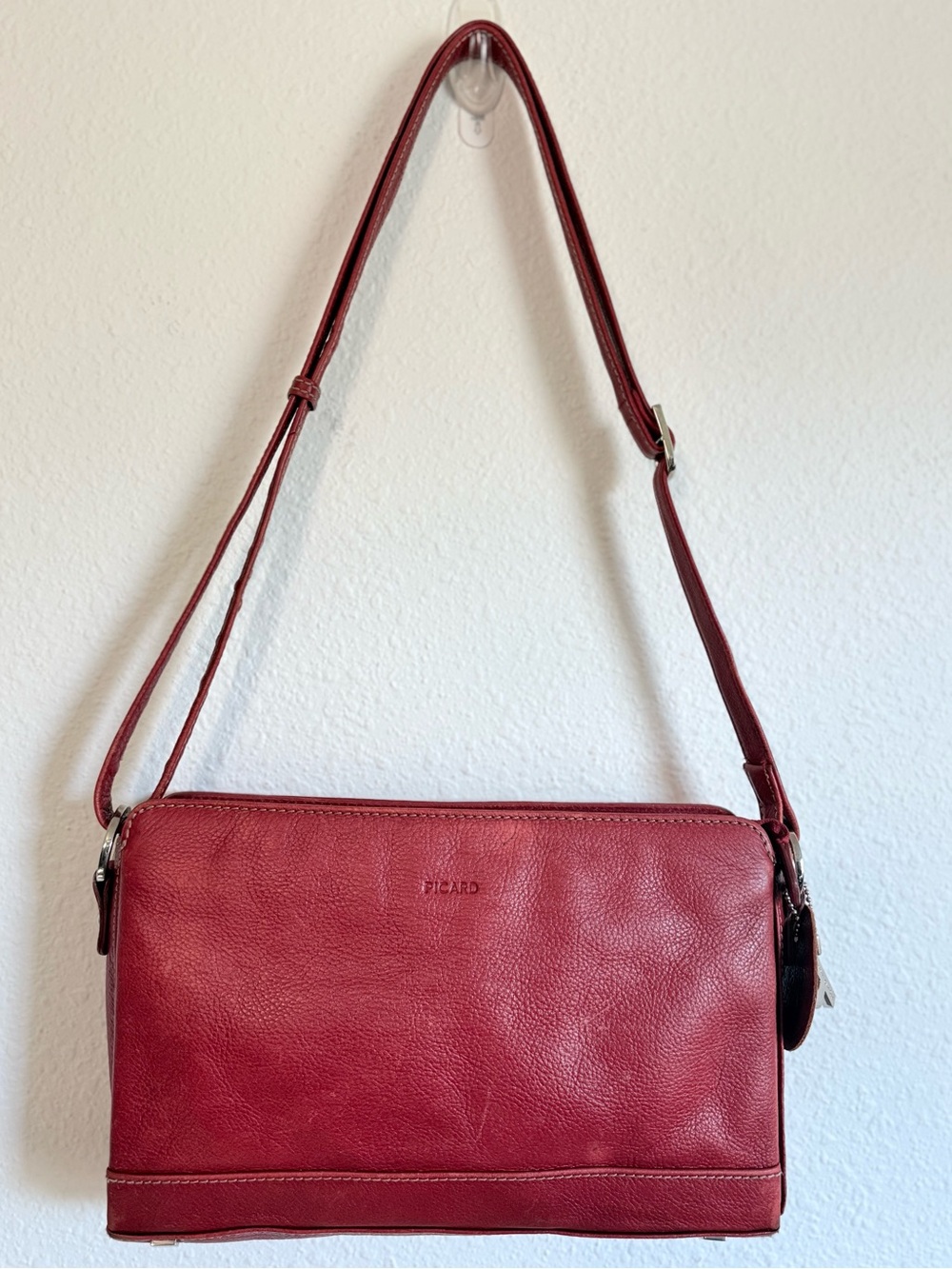 Vintage Picard Pebbled Leather Convertible Shoulder Bag 90s Y2K Minimalist